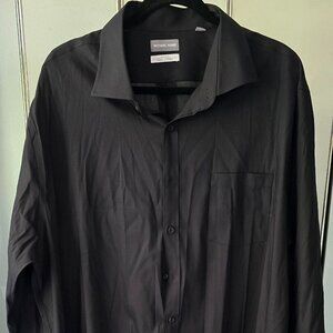MICHAEL KORS SOLID NON-IRON STRETCH DRESS SHIRT BIG & TALL BLACK